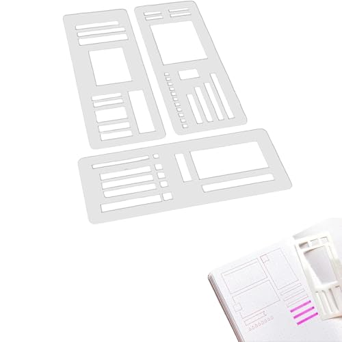 Handmade Flexible Record Template, 3-Pack Reusable Planner Stencils for Journaling, Checklists, Boxes, Lines, Compatible with Dot Grid, Coils, Discs, and Rings (C) von Generisch