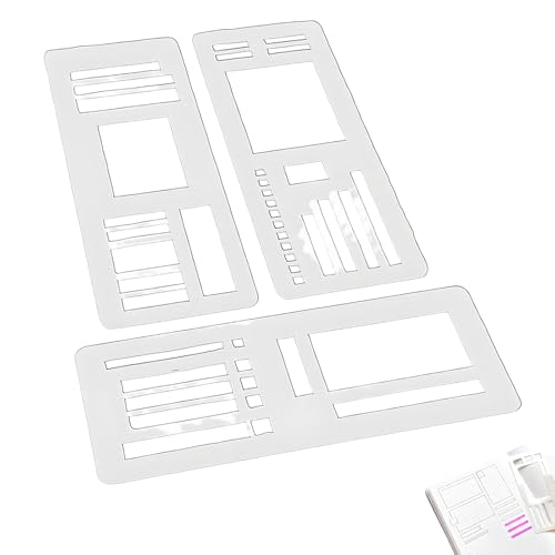 Handmade Flexible Record Template, 3-Pack Reusable Templates Planner Stencils for Journaling, Checklists, Boxes, Lines & Daily Planning (C) von Generisch