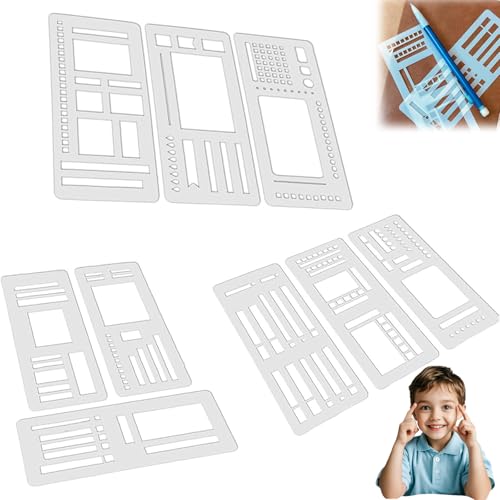 Handmade Flexible Record Template, Flexible Record Template, Planner Stencils Set, Versatile Drawing Templates for Journaling Checklists Boxes Lines & Daily Planning (3SET) von Generisch