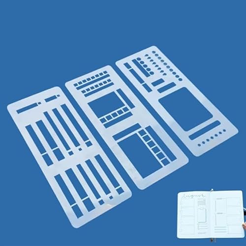 Handmade Flexible Record Template, Stencils Drafting Tools,3-Pack Reusable Templates Planner Stencils,Versatile Drawing Template Kit,for Journaling Checklists Boxes Lines & Daily Planning (Set A) von Generisch