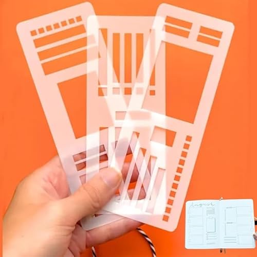 Handmade Flexible Record Template, Stencils Drafting Tools,3-Pack Reusable Templates Planner Stencils,Versatile Drawing Template Kit,for Journaling Checklists Boxes Lines & Daily Planning (Set B) von Generisch