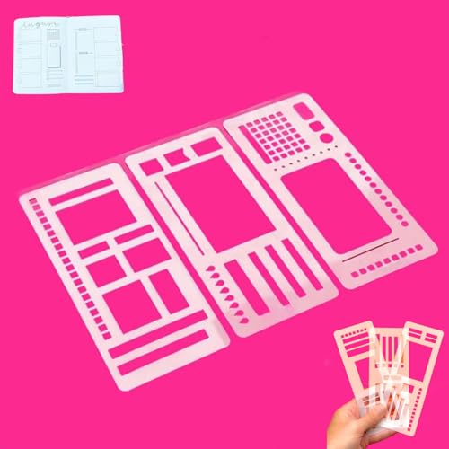 Handmade Flexible Record Template, Stencils Drafting Tools Planner Stencil Set Compatible, for Journaling Checklists Boxes Lines & Daily Planning 3-Pack Reusable (A,White) von Generisch