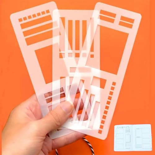 Handmade Flexible Record Template, Stencils Drafting Tools Planner Stencil Set Compatible, for Journaling Checklists Boxes Lines & Daily Planning 3-Pack Reusable (B,Transparent) von Generisch