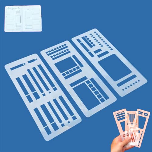 Handmade Flexible Record Template, Stencils Drafting Tools Planner Stencil Set Compatible, for Journaling Checklists Boxes Lines & Daily Planning 3-Pack Reusable (C,White) von Generisch
