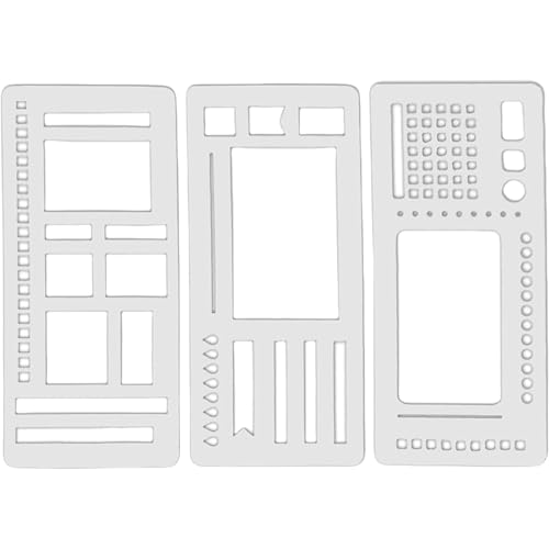 Handmade Flexible Record Template Set, 3 Flexible Journal Stencils for Dot Grid Planners, Reusable Drawing Templates for Checklists, Boxes, Straight Lines (B) von Generisch