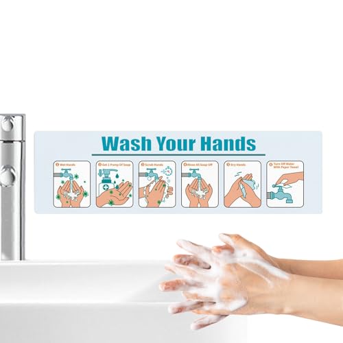 Handwaschanleitung (evtl. nicht in deutscher Sprache), matte Oberfläche, selbstklebende Anleitung (evtl. nicht in deutscher Sprache), Aufkleber für persönliche Hygiene, für Arbeit, Schule, öffentliche von Generisch