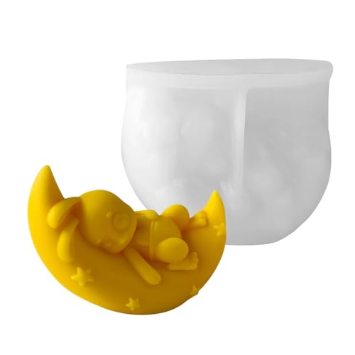 Hasenform zum Basteln | Mondhase Silikon-Kerzenformen, Gips-Ornament-Form, Bastelwerkzeuge, Epoxidharz-Zubehör für Schreibtischdekoration, Kerzenherstellung von Generisch