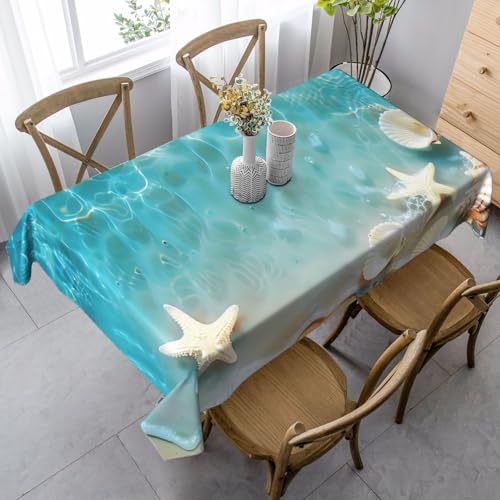 Hawaii Beach Seestern Tischdecke, rechteckig, 140 x 90 cm, Meertischdecke für Esstisch, knitterfreie Tischdecke für Zuhause, Innen- und Außenbereich, Party-Dekoration von Generisch