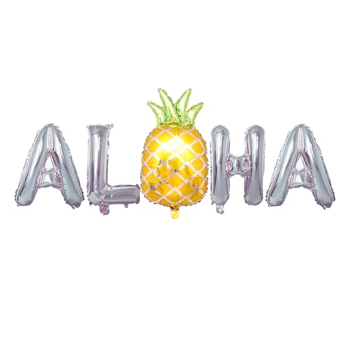 Hawaiian ische Buchstaben Folie Ballon-Set, niedliches Cartoon Ananas dekoratives Ballon-Set, Silber Rose Gold Dekoration Set von Generisch
