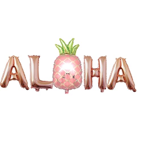 Hawaiian ische Buchstaben Folie Ballon-Set, niedliches Cartoon Ananas dekoratives Ballon-Set, Silber Rose Gold Dekoration Set von Generisch