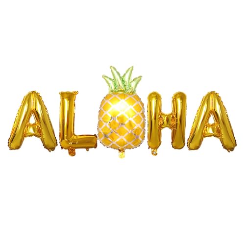 Hawaiian ische Buchstaben Folie Ballon-Set, niedliches Cartoon Ananas dekoratives Ballon-Set, Silber Rose Gold Dekoration Set von Generisch