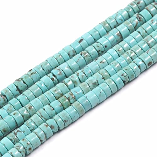 Heishi-Perlen, 4 x 2 mm, natürlicher Edelstein, lose, flach, rund, ungefärbt, Zylinder-Abstandshalter für Armbänder, Ohrringe, Schmuckherstellung, Türkis, 1 Strang Heishi-Perlen, 4 x 2 mm, natürlicher Edelstein, lose, flach, rund, ungefärbt, Zylinder-Abstandshalter für Armbänder, Ohrringe, Schmuckherstellung, Türkis, 1 Strang von Generisch