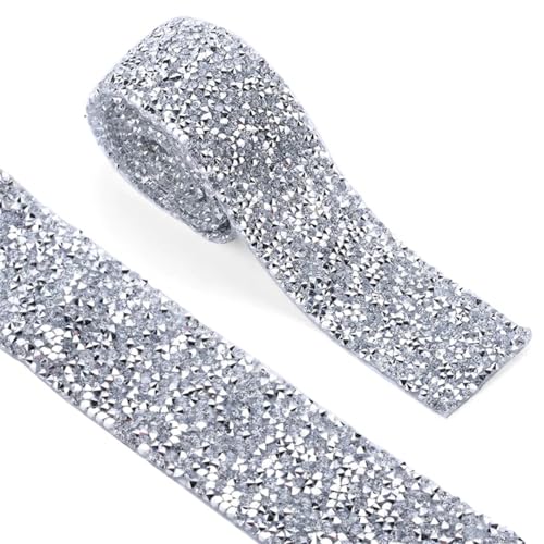 Heißfixierband mit Strasssteinen in 1 cm, 1,5 cm, 2 cm, 3 cm Breite, silber-weiß, Bügelapplikation für Kleider, Kleidungsstücke, Schuhe, 91 cm Heißfixierband mit Strasssteinen in 1 cm, 1,5 cm, 2 cm, 3 cm Breite, silber-weiß, Bügelapplikation für Kleider, Kleidungsstücke, Schuhe, 91 cm von Generisch