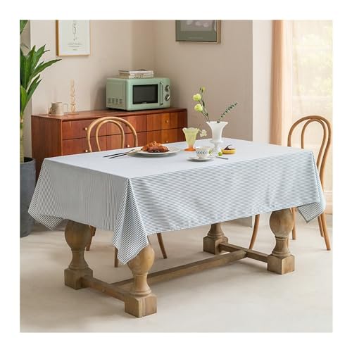 Hellblaue rechteckige Tischdecke, 135 x 200 cm, waschbar, Baumwoll-Leinen-Mischgewebe, kleine Streifen, ideal für Café, Restaurant, Buffet und Heimtischdekoration Hellblaue rechteckige Tischdecke, 135 x 200 cm, waschbar, Baumwoll-Leinen-Mischgewebe, kleine Streifen, ideal für Café, Restaurant, Buffet und Heimtischdekoration von Generisch