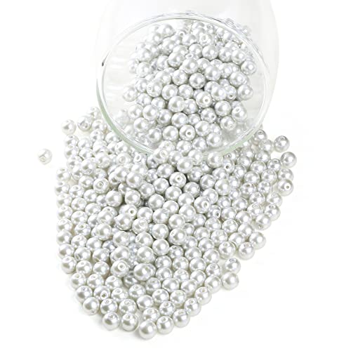 Hellgraue tschechische Glasperlen, rund, Satin-Glanzfüller, Abstandshalter, lose Perlen für Schmuckherstellung, Handwerk, Armbänder, Halsketten, Ohrringe, 8 mm, 200 Stück von Generisch