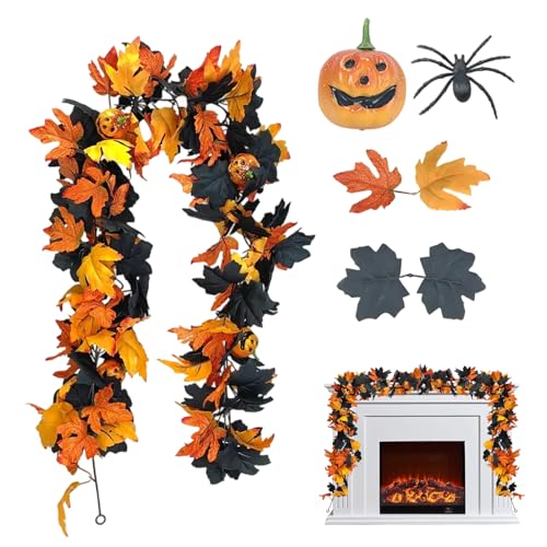 Herbst-Ahorn-Girlande, flexible Kürbisblatt-Dekoration, 28 cm, Herbst-Halloween-Girlande für Tür, Kaminsims, Tischplatte, , Fenster + saisonale Dekoration für drinnen und draußen, saisonale Herbst-Ahorn-Girlande, flexible Kürbisblatt-Dekoration, 28 cm, Herbst-Halloween-Girlande für Tür, Kaminsims, Tischplatte, , Fenster + saisonale Dekoration für drinnen und draußen, saisonale von Generisch