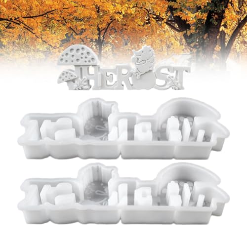Herbst-Silikonformen, Kürbis & Igel Gießformen für Gips/Kerzen, DIY Bastelform für Buchstaben & Deko, Mehrfach verwendbare Silikonform für kreative Projekte (2 pcs) von Generisch