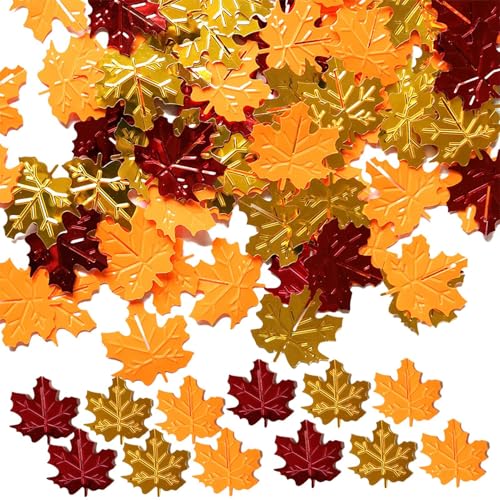 Herbstblätter-Konfetti, Erntedank-Konfetti, Herbst, 15 g, Ahornblätter-Form, Herbst-Glitzer, Tischstreuung für Thanksgiving, Ahorn-Party-Sets von Generisch
