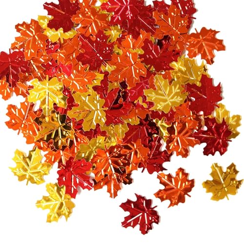 Herbstblätter-Konfetti, Herbst-Party-Tischstreu-Konfetti, 15 g, Ahornblätter-Form, Herbst-Glitzer, Tischstreuung für Thanksgiving, Ahorn-Party-Sets von Generisch
