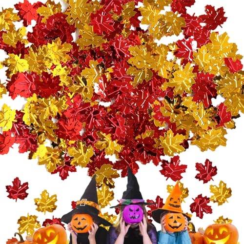 Herbstlaub-Konfetti, Thanksgiving-Tischkonfetti, 2 X 2 Cm, Lebendige Saisonale Farben, Einfache Reinigung, 15 G, Herbst-Ahornblätter-Pailletten Für Hochzeit, Geburtstag, Halloween, Party-Dekoration von Generisch