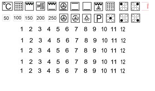 Herd Symbol Aufkleber mit 5 Kochfelder Set für Herd Kennzeichnung Beschriftung (R105) (transparenter Hintergrund mit schwarzen Zeichen, 10mm) von Generisch