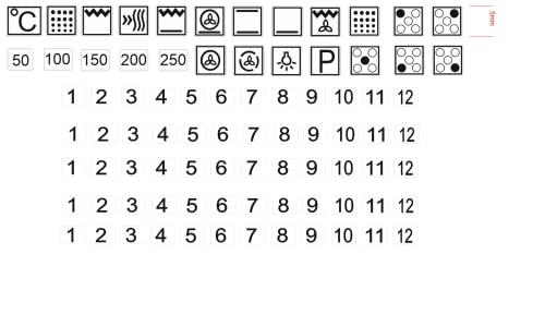 Herd Symbol Aufkleber mit 5 Kochfelder Set für Herd Kennzeichnung Beschriftung (R105) (transparenter Hintergrund mit schwarzen Zeichen, 5 mm) von Generisch