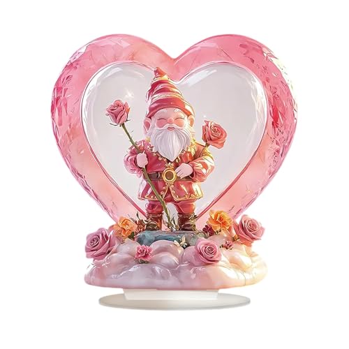 Herzform Wichtel Dekoration - Wasserdicht Rosa Herzform 2D Acrylschild | Kreatives Wichtel Ornament mit Blumen-Design für Schreibtische, Nachttische Herzform Wichtel Dekoration - Wasserdicht Rosa Herzform 2D Acrylschild | Kreatives Wichtel Ornament mit Blumen-Design für Schreibtische, Nachttische von Generisch