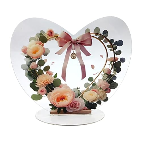 Herzkranz,Herzförmiger Valentinstagkranz - Tischdekoration Mit Sockel Als Blumen Deko Für Wohnzimmer Schlafzimmer Tisch Herzkranz,Herzförmiger Valentinstagkranz - Tischdekoration Mit Sockel Als Blumen Deko Für Wohnzimmer Schlafzimmer Tisch von Generisch