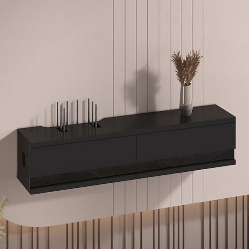 HiderDekorative Aufbewahrungsbox für Router, Medien-Projektor-Ständer und Kabel-Organizer mit Tür, keine Montage erforderlich (schwarz, 60 cm) von Generisch