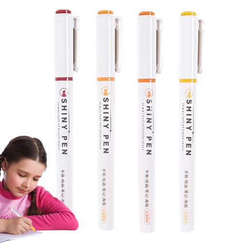 Highlighter Marker - 4 Mm Vielseitiger Glitzer Und Pink Highlighter Set | Sortierte -Farbglitterstifte, Keine Bluthochschleuchtstifte Für Zeitschriften, Bibeln, Notizbücher, Schulbürovorräte von Generisch