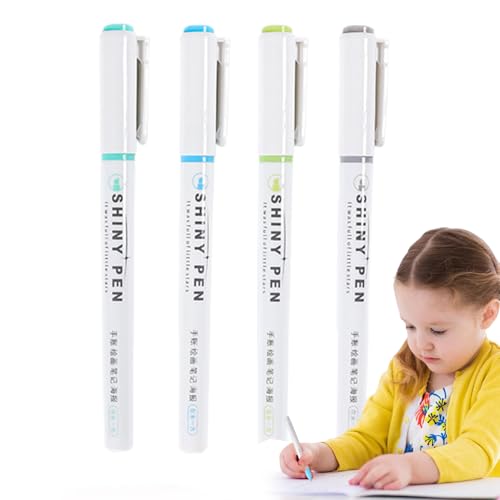 Highlighter Marker - 4 Mm Vielseitiger Glitzer Und Pink Highlighter Set | Sortierte -Farbglitterstifte, Keine Bluthochschleuchtstifte Für Zeitschriften, Bibeln, Notizbücher, Schulbürovorräte von Generisch