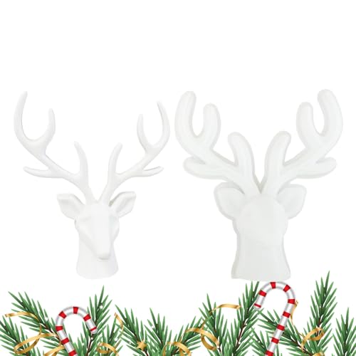 Hirschharzform | Weihnachtshirschkopf -Kuchen -Dekoration Formen | 3D -Silikon -Hirschkopf -Top -Schimmelpilze für Epoxidharz, Fondant, Schokolade, Handwerk, Wohnkultur, Backzubehör von Generisch