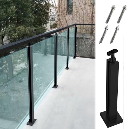 Hochfestes schwarzes Glasgeländerpfostensystem mit Klemmen für Decks und Treppen, Mittel- und Eckpfosten, kompatibel mit modernen Glasscheiben von Generisch