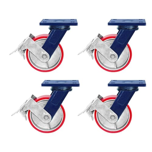 Hochleistungs 5 ​​-Zoll -Zaubererräder - Industrielle Rollen für Möbelbeine, 4 -Set, verdickte Halterung, Doppellager -Plattenspieler, flexibel und dauerhaft, fest und bremst von Generisch