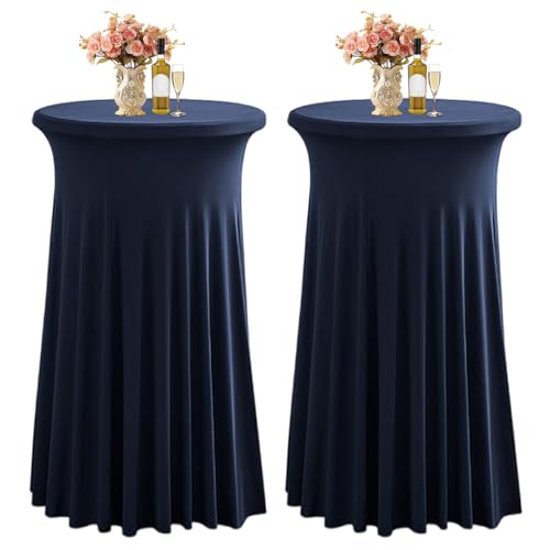 Hochsitzende Tischdecken 81,3 x 109,2 cm, rund, mit Rock, Cocktail-Tischdecken für Party, Hochzeit und Bankett, 2 Stück von Generisch