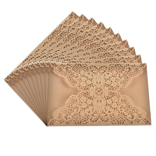 Hochzeitskarten im europäischen Stil – geschnitzte Spitzen-Hochzeitseinladungskarten | Blumendesign Einladungen Tasche | Retro lasergeschnittene Hochzeitskarten | Hochzeitseinladungen aus Spitze für von Generisch