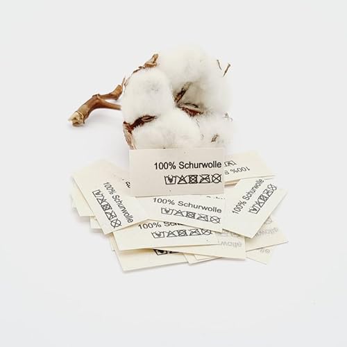 Hödtke Textiletiketten aus Naturbaumwollband, 50 Stück, 100% Schurwolle, Oeko Tex zertifiziert Hödtke Textiletiketten aus Naturbaumwollband, 50 Stück, 100% Schurwolle, Oeko Tex zertifiziert von Generisch