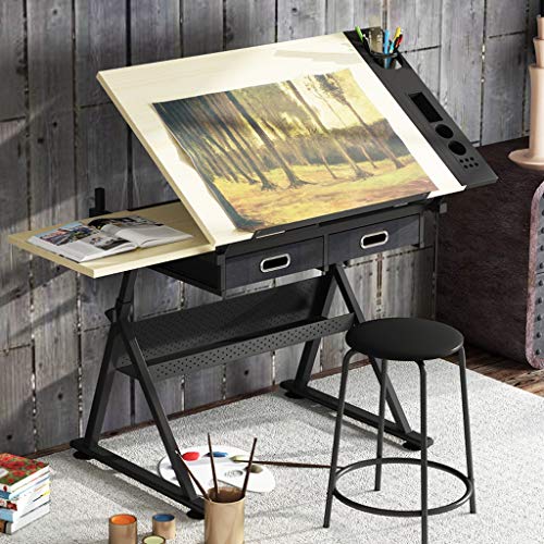 Höhenverstellbarer Basteltisch, neigbarer Zeichentisch mit Aufbewahrung, Ahorn-Kunstschreibtisch für Home Office & Studio, vielseitiger Zeichentisch für Künstler und Kreative Höhenverstellbarer Basteltisch, neigbarer Zeichentisch mit Aufbewahrung, Ahorn-Kunstschreibtisch für Home Office & Studio, vielseitiger Zeichentisch für Künstler und Kreative von Generisch