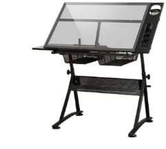 Höhenverstellbarer Zeichentisch mit Aufbewahrung, neigbarer Bastelschreibtisch für Zuhause, Büro, großer Kunst-Zeichentisch, perfekt für Künstler und Designer von Generisch