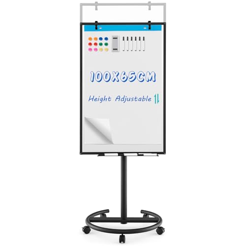 Höhenverstellbares Flipchart-Whiteboard, 100 x 65 cm, trocken abwischbar, mit Ständer, Büroklammern, Magneten, Markern und Radiergummi für Zuhause, Büro, Schule Höhenverstellbares Flipchart-Whiteboard, 100 x 65 cm, trocken abwischbar, mit Ständer, Büroklammern, Magneten, Markern und Radiergummi für Zuhause, Büro, Schule von Generisch