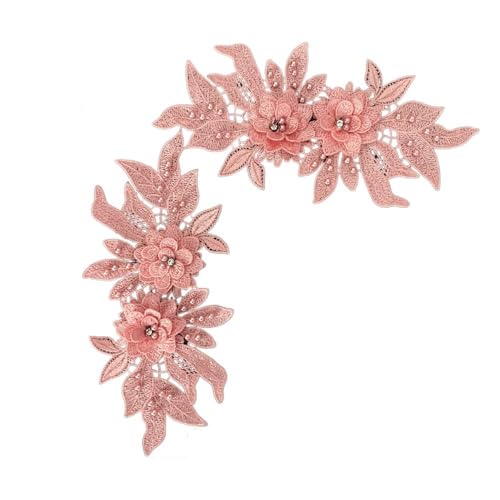 Hohle Spitzenblume, bestickte Bordüre, Applikation, Blumenmotiv, Dekoration für Kleidung, Kleid, DIY, Nähen, Handwerk (Rosa) von Generisch