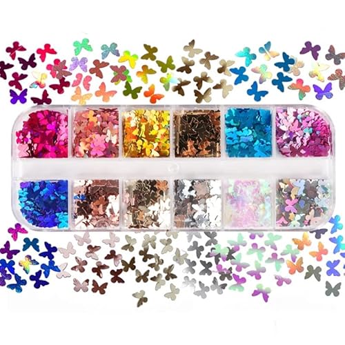 Holografische Glitzer-Pailletten, Epoxidharz-Füllung, DIY, Basteln, Schmuckherstellung, Flocken, Nageldekoration, 12 Fächer, Box Holografische Glitzer-Pailletten, Epoxidharz-Füllung, DIY, Basteln, Schmuckherstellung, Flocken, Nageldekoration, 12 Fächer, Box von Generisch