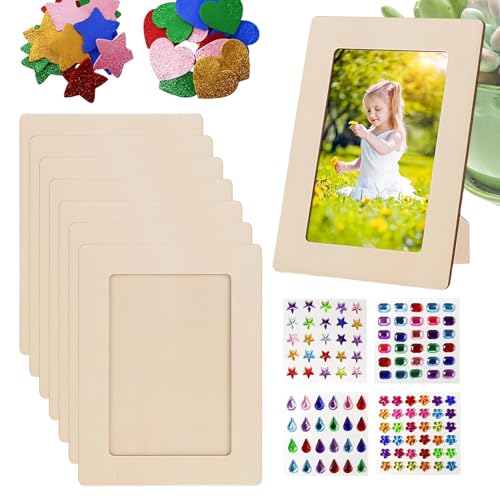 Holz-Bilderrahmen, Bilderrahmen zum Dekorieren, 20 x 15 cm, Poster-Set mit Glitzersternen, Herzen, Aufkleber-Set für unlackierte, elegante Kunststudio-Tischplatte, Kinderzimmer, Wohnzimmer von Generisch