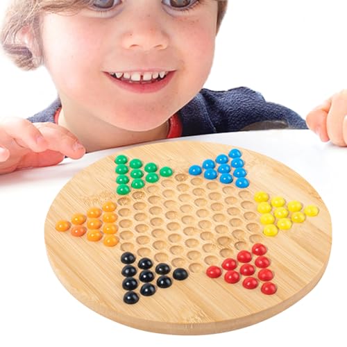 Holz-Dame-Brettspiel, Chinesische Checkers-Glasperlen | Sechseckige Schachbrettmuster Aus Chinesischem Holzbrett - Dame-Tischspiel, Brettspiele Für Freunde Und Familie von Generisch