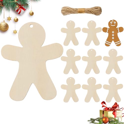 Holz Lebkuchenmänner - 10 Stücke Lebkuchenmännchen Weihnachtsdekoration,Blanko Holzscheiben Deko Für Geburtstag Hochzeit Reise Wand Fenster Zuhause Familie von Generisch