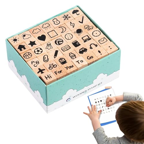 Holz-Stempel-Set – Holzgummistempel für Kartenherstellung, kreative Holzkunstkarten, Symbolstempel für Erwachsene, Freunde, Familie von Generisch