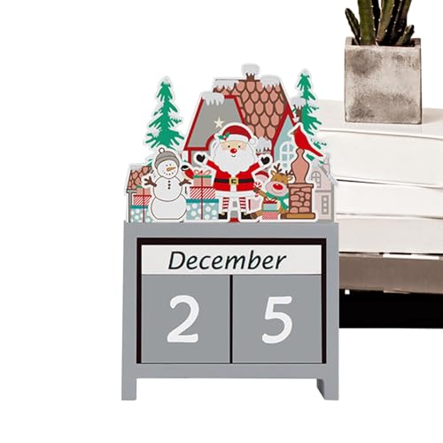 Holz Weihnachten Countdown Kalender Blöcke Weihnachten Countdown Holzblöcke Countdown Kalender für Winterferien Dekorationen Holz Home Decor für festliche Weihnachtsfeiern von Generisch