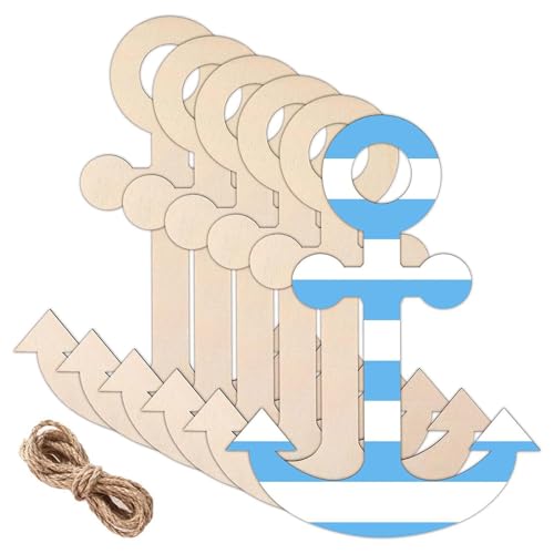 Holzankerausschnitte - Holzwandanker | Unfertigte Holz nautische Formen mit Seil | Paint Craft Decor für Kinder, Party, Strandthema, | Wandhängele Ornamente | Nautische Dekorationen Holzankerausschnitte - Holzwandanker | Unfertigte Holz nautische Formen mit Seil | Paint Craft Decor für Kinder, Party, Strandthema, | Wandhängele Ornamente | Nautische Dekorationen von Generisch