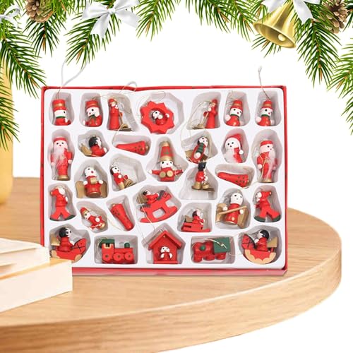 Holzfiguren-Ornamente, Christbaumschmuck - Cartoon Taschenanhänger,30 x Festliche Autodekoration, niedliche Weihnachtsdekoration für Weihnachtsbaum, Fenster, Tür Holzfiguren-Ornamente, Christbaumschmuck - Cartoon Taschenanhänger,30 x Festliche Autodekoration, niedliche Weihnachtsdekoration für Weihnachtsbaum, Fenster, Tür von Generisch