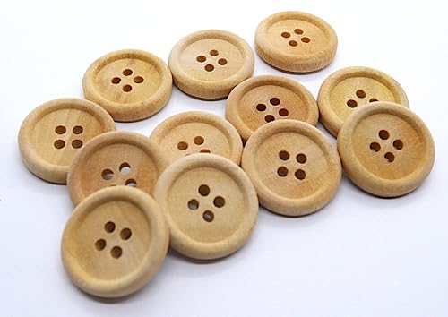 Holzknöpfe Natur beige und braun Klassik / 12, 15, 20, 23, 28, 35 mm/Set 6-24 Stk. Lüna Knöpfe (Beige, 20 mm (12 Stk.)) von Generisch